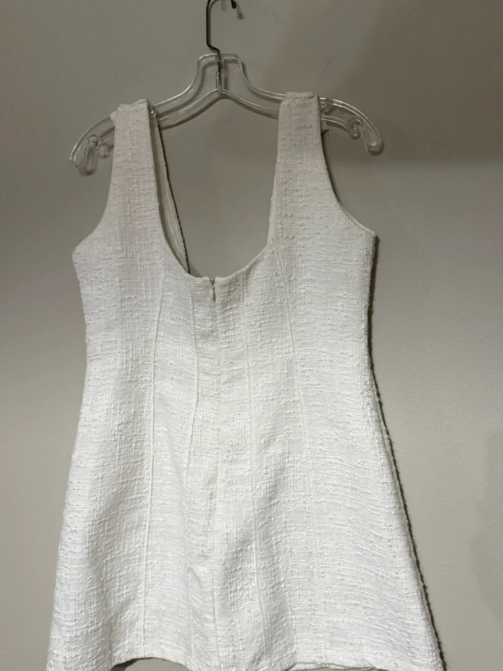 White Zara Textured Jewel Buttoned Pinafore Dress in size Medium - Picture 5 of 5